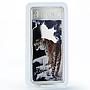 Liberia 5 dollars Year of the Tiger Lunar Rectangular colored silver coin 2010