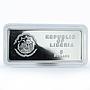 Liberia 5 dollars Year of the Tiger Lunar Rectangular colored silver coin 2010