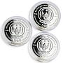 Rwanda set of 3 coins Year of the Snake gemstones gilded proof silver coin 2013