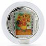 Cook Islands 20 dollars Vincent van Gogh Sunflowers colored proof silver 2010