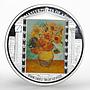 Cook Islands 20 dollars Vincent van Gogh Sunflowers colored proof silver 2010