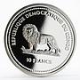 Congo 10 francs Giant Pangolin animal proof silver coin 2003
