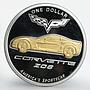 Palau 1 dollar 100th Anniversary General Motors Corvette gilded silver coin 2008