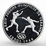 Panama 1 balboa Olympic Summer Games Fencing proof silver coin 1988