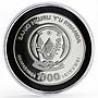 Rwanda 1000 francs Shoebill bird animal diamonds gilded proof silver coin 2009