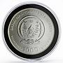 Rwanda 1000 francs Mountain Gorilla animal crystal gilded proof silver coin 2008