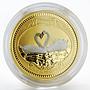 Cook Island 10 dollars Love is Precious two swans colored proof gold coin 2008