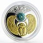 Niue 1 dollar Turqoise Scarabeus beetle stone gilded proof silver coin 2017