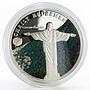 Mongolia 500 togrog 7 Wonders Christ Redeemer colored proof silver coin 2008