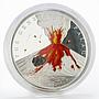 Palau 5 dollars The Genesis volcano colored proof silver coin 2006