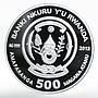 Rwanda 500 francs Year of the Snake Harmony silver coin 2013