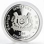 Singapore set of 2 coins 5 dollars Orchids flora silver coloured coin 2008