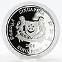 Singapore set of 2 coins 5 dollars Orchids flora silver coloured coin 2008