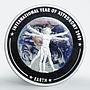 Cook Island 5 dollars Year of Astronomy Earth planet colored silver coin 2009