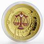 Cameroon 500 francs Zodiac Signs Libra colored gilded proof silver coin 2018