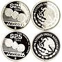 Mexico set of 12 coins 25 50 100 pesos Football World Cup proof silver coin 1986
