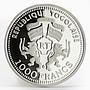 Togo 1000 francs Adler von Lubeck German sailing ship proof silver coin 2001