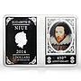 Niue 2 dollars 450th Years William Shakespeare colored proof silver coin 2014