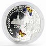 Laos 70000 kip Spring Mood Flowers butterflies colored proof silver coin 2017