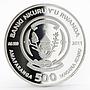 Rwanda 500 francs Orchid Vanda Tricolor flower colored proof silver coin 2011