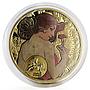 Niue 1 dollar A. Mucha Zodiac Series Aquarius gilded silver coin 2010