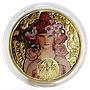 Niue 1 dollar A. Mucha Zodiac Series Cancer gilded silver coin 2011