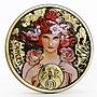 Niue 1 dollar A. Mucha Zodiac Series Cancer gilded silver coin 2011