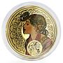 Niue 1 dollar A. Mucha Zodiac Series Sagittarius gilded silver coin 2011