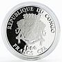 Congo 1000 francs Year of the Goat Lucky Goat colored silver coin 2015