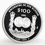 Mexico 100 pesos Ibero-American Series Encounter of Two Worlds silver coin 1991