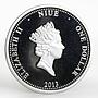 Niue 1 dollar Scented Flowers series Kowhai colored silver coin 2013