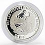 Laos 50 kip Protection of Nature series Asian Elephant proof silver coin 1993