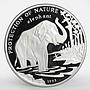 Laos 50 kip Protection of Nature series Asian Elephant proof silver coin 1993