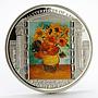 Cook Islands 20 dollars Vincent van Gogh Sunflowers Art colored silver coin 2010