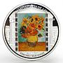 Cook Islands 20 dollars Vincent van Gogh Sunflowers Art colored silver coin 2010