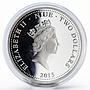 Niue 2 dollars Year of the Goat colored proof silver coin 2015