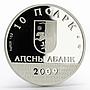 Abkhazia 10 apsars Dmitry Gulia author poet prooflike silver coin 2009