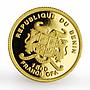 Benin 1500 francs Endangered Wildlife series The Leopard proof gold coin 2005