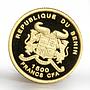 Benin 1500 francs Endangered Wildlife series The Leopard proof gold coin 2005