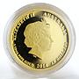 Australia 15 dollars Lunar calendar Year of Horse colour gold coin 1/10 oz 2014