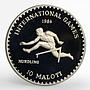Lesotho 10 maloti International Games Hurdling proof nickel coin 1984