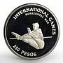 Guinea-Bissau 250 pesos International Games Horizontal Bar nickel coin 1984