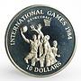 Liberia 10 dollars International Games Basketball proof nickel coin 1984