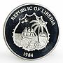 Liberia 10 dollars International Games Basketball proof nickel coin 1984