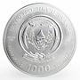 Rwanda 1000 francs Zodiac Signs series Aries gilded silver coin 2009