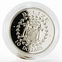 Belize 10 dollars 10th Anniversary of Independence proof silver coin 1991