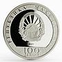 Macedonia 100 denars Lunar Calendar series Wind Spinner Rooster silver coin 2017