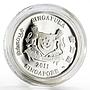 Singapore 1 dollar Aranda Majula Orchid colored proof silver coin 2011