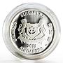 Singapore 1 dollar Oncidium Goldiana Orchid colored proof silver coin 2011