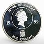 Zambia 1000 kwacha Sydney Olympic Games Discus Throwing proof silver coin 1999